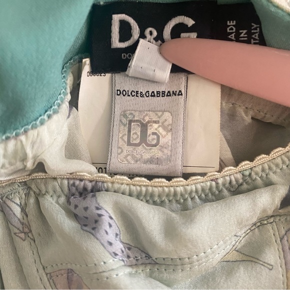 🎈SOLD 🎈Dolce & Gabbana Vintage Tank Top Baby Doll Top D & G Light Green Pink - Picture 3 of 16
